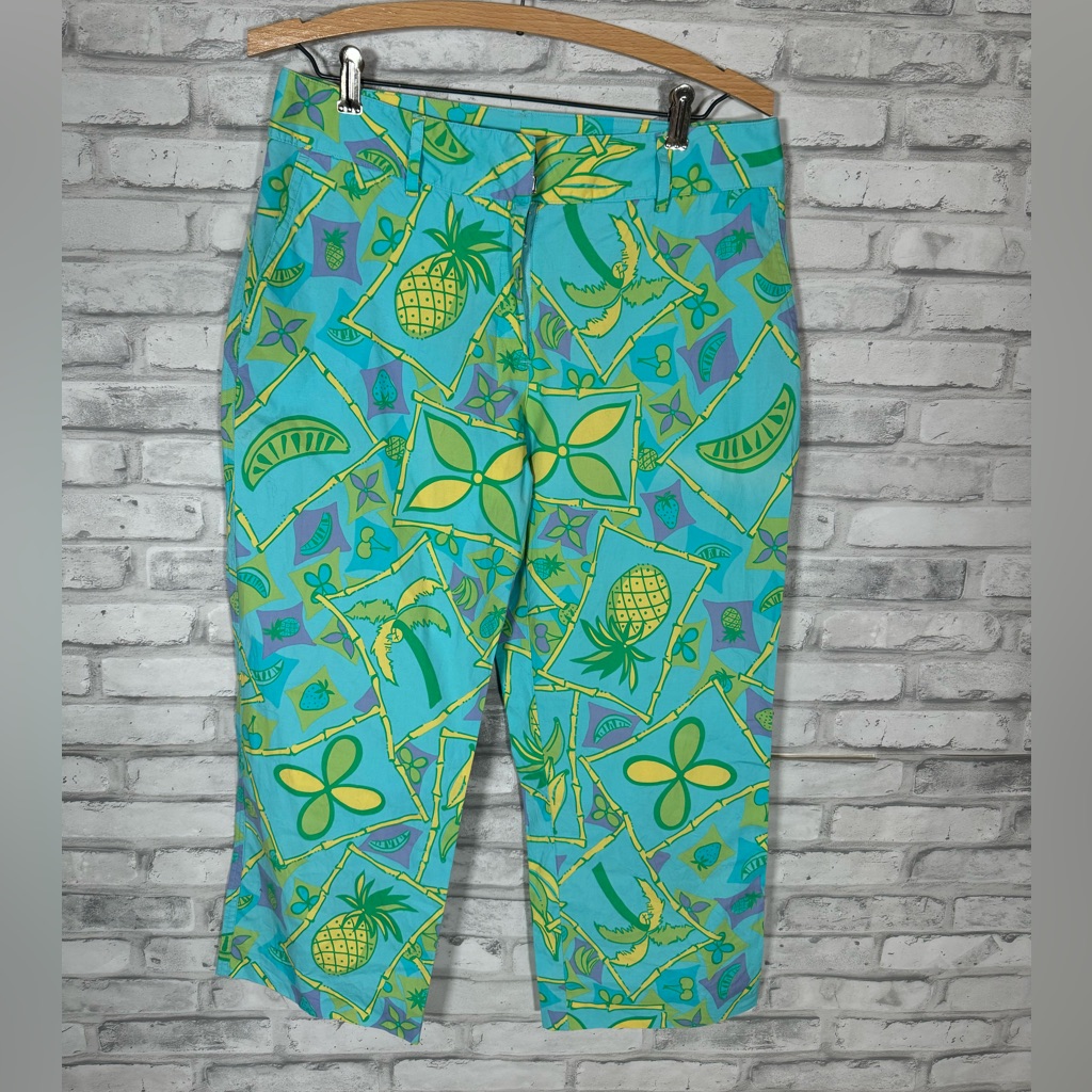Lilly Pulitzer Liza Capri In Nassau Blue Pineapple Palm Trees Oranges
